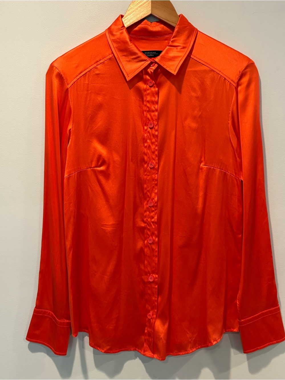 Weekend Max Mara Blouse Silk Button Down Shirt Size M Orange